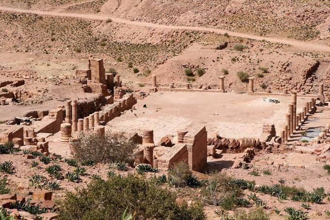 Above the Great Temple of Petra Lower City - Jordan