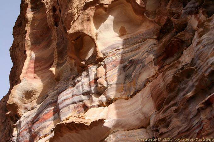 Strata and erosion in the cliff, Petra Lower City - Jordan