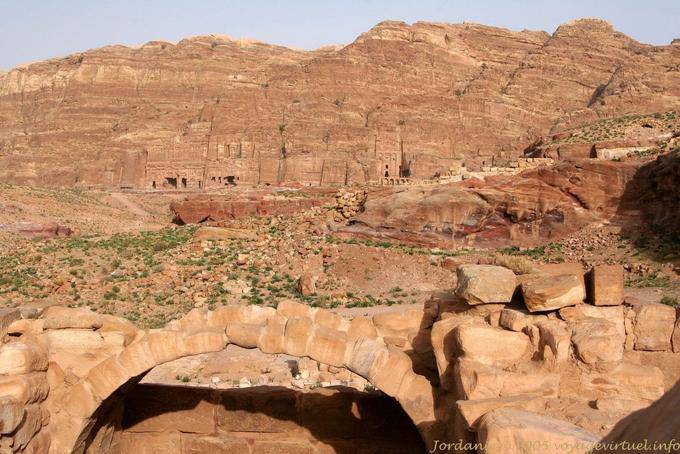 Set of royal tombs above remains, Petra Lower City - Jordan