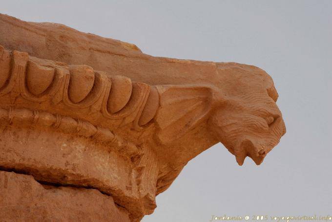 Column detail with decoration in the form of animal heads, Petra Lower City - Jordan