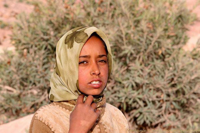 The little girl in the green scarf, Petra Lower City - Jordan