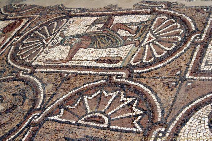 Mosaic god of the sea, Byzantine church in Petra - Jordan