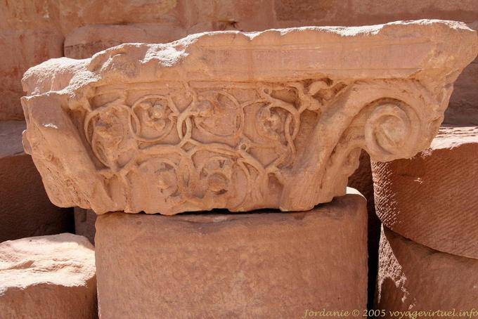 Column capital to artistic interlacing, church, Petra Lower City - Jordan