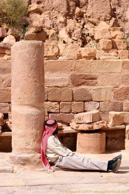 Nap in the shade of a column, Petra Lower City - Jordan