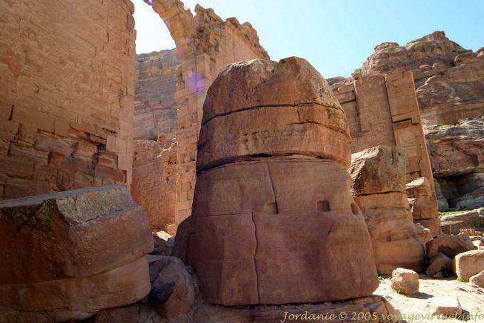 Before the temple of Dushares, Qasr al Bint, Petra Lower City - Jordan