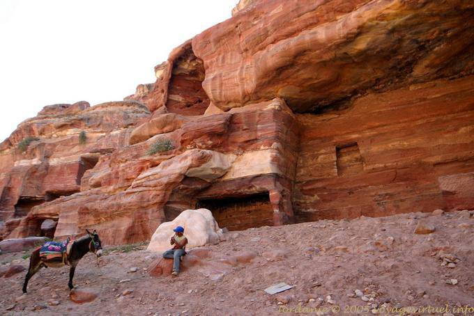 The flute player and his donkey, Petra Lower City - Jordan