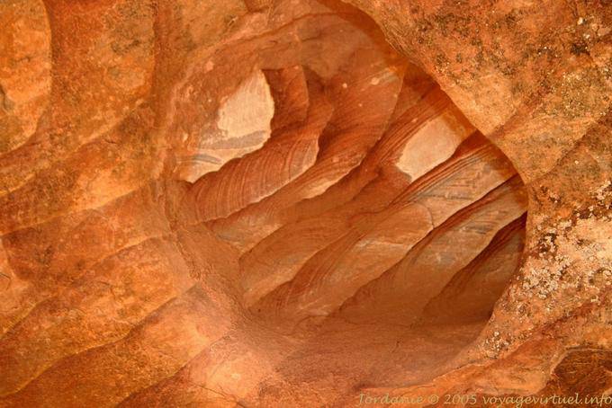 Cave red sandstone shades zebra, Petra Zib Attuf - Jordan