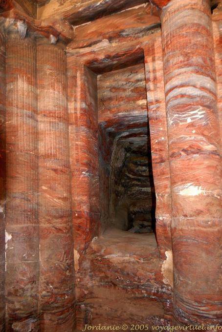 Colored columns of the Room of Triclinium, Wadi Al-Farasa, Petra - Jordan