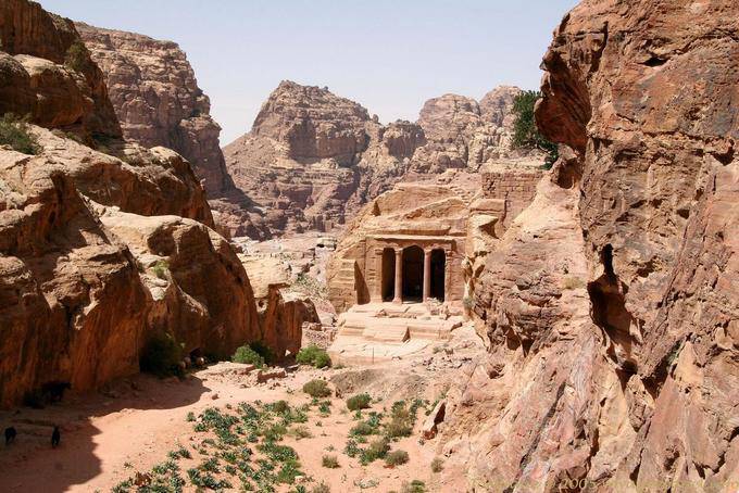 The temple of the Garden and the valley of Wadi Al-Farasa, Petra - Jordan