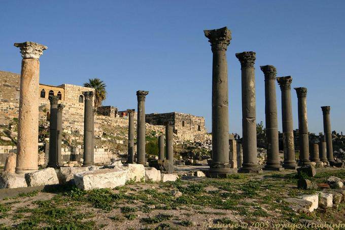 Corinthian columns in ancient Gadara, Umm Qais - Jordan