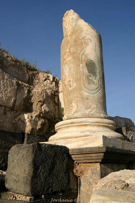 Marble of a truncated column, Ancient Gadara, Umm Qais - Jordan