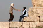 Outstretched hand, Jordanian youth on the Amman Citadel, Amman, Jordan.