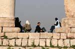 Lunch in the ruins of the Temple of Hercules, Citadel, Amman, Jordan.