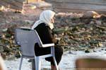 Old lady feet in the water, Aqaba, Jordan.