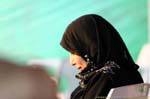 Profile of woman in black scarf, Aqaba, Jordan.