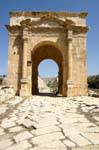 Jerash, north Tetrapyle down the Cardo, Jordan.