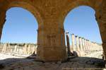 Intersection Cardo and Decumanus north as Tetrapyle, Jerash, Jordan.