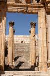 Entrance to the Cathedral view from the gate, Jerash, Jordan.