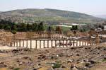Colonnade double the oval forum and south gate, Jerash, Jordan.