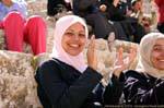 Applause and nice smile on the steps of the theater, Jerash, Jordan.