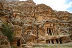 Tomb monument in the cliff, Little Petra, Jordan.