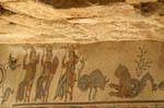 Madaba, characters with spear and mythical animals, mosaic, Jordan.