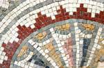 Close-up on a polychrome mosaics, Madaba, Jordan.