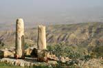 Pisgah, ancient columns before the precipice, Mount Nebo, Jordan.