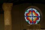 Stained glass window in the church, Mount Nebo, Jordan.