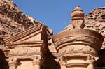 Focus on the top of the facade, Al Deir, Petra, Jordan.