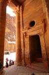Door of one of three small rooms, Petra Khazneh, Jordan.