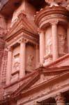 Focus on the urn of the Khazneh, Petra, Jordan.