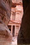 Khazneh, the Treasury Pharaoh visible from al-Siq gorge - Petra, Jordan.