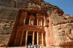 View of the facade of the Khazneh (Khazne al-Firaun), Petra, Jordan.