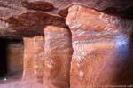 Sandstone pillars inside of a room, Petra Khubta, Jordan.