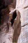 Particular rock formation carved by the Wadi Mousa Al Siq, Petra, Jordan.