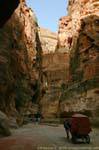 Horse cart in the meandering Siq, Petra, Jordan.