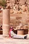 Nap in the shade of a column, Petra Lower City, Jordan.