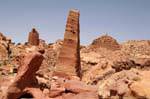 Obelisks in the ruins of the High Place of Sacrifice, Petra Zib Attuf, Jordan.