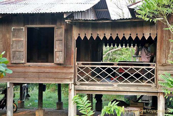 Balcony of traditional house, Khong Island, Lao