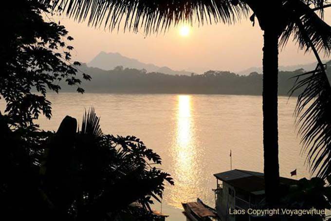 Sunset on the Mekong River, Luang Prabang, Lao