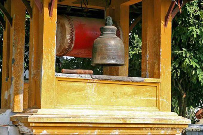 Bell and drum, Wat Sene Soukharam, Luang Prabang, Lao