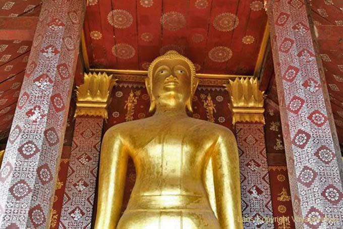 Top of the large standing Buddha, Wat Sene Soukharam, Lao