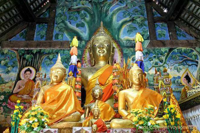 Wat Aham, altar inside the Sim, Luang Prabang, Lao