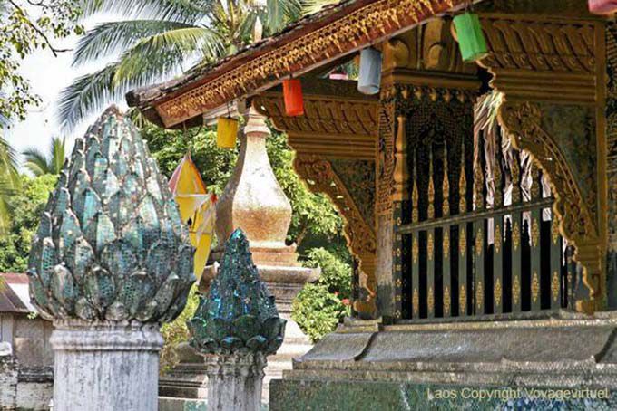 Mirroring lotus flowers, Wat Xieng Thong, Luang Prabang, Lao