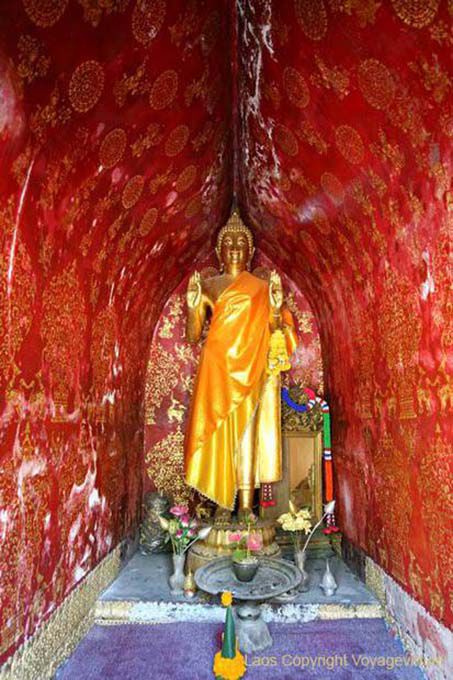 Chapel of the standing Buddha, Wat Xieng Thong, Luang Prabang, Lao