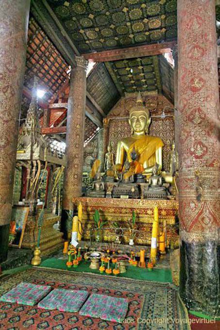 Buddhist altar in the pagoda, Wat Xieng Thong, Lao
