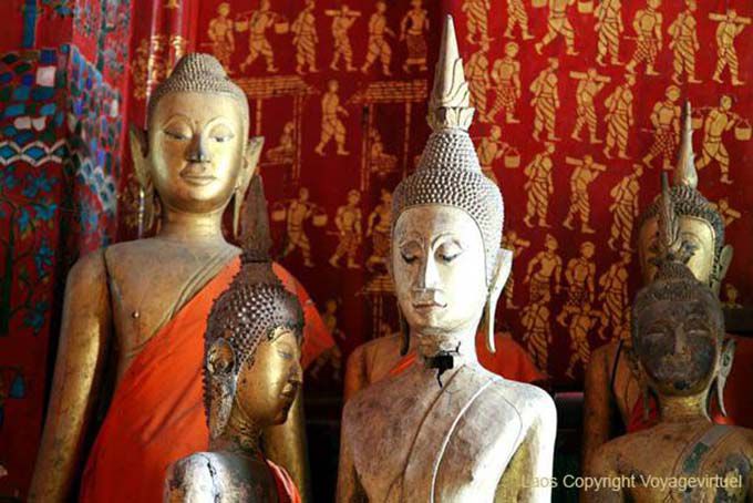 Buddha figures, Carriage House, Wat Xieng Thong, Lao