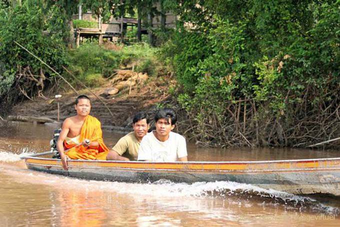 Monk transport, Mekong, South Laos, Lao