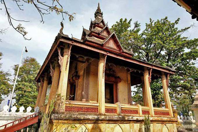 Old library of manuscripts in palm, Wat Sisaket, Vientiane, Lao